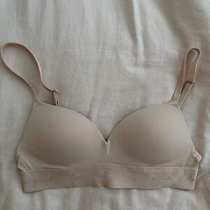 Victoria’s Secret Pink Nude Wear Everywhere Wireless Push Up Bra 32A